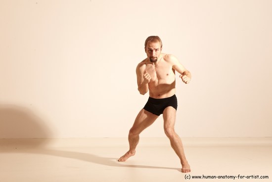 Underwear Martial art Man White Moving poses Slim Short Blond Dynamic poses Academic