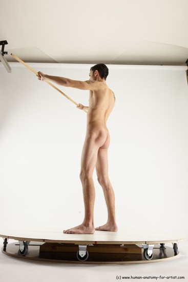 Nude Fighting with sword Man White Standing poses - ALL Athletic Short Brown Standing poses - simple Multi angles poses Realistic