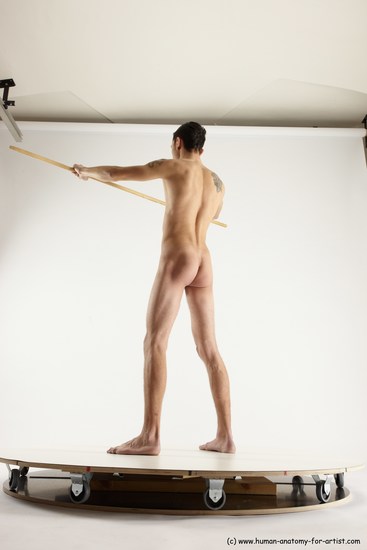 Nude Fighting with sword Man White Standing poses - ALL Athletic Short Brown Standing poses - simple Multi angles poses Realistic