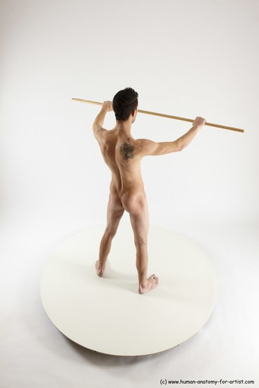 Nude Fighting with sword Man White Standing poses - ALL Athletic Short Brown Standing poses - simple Multi angles poses Realistic