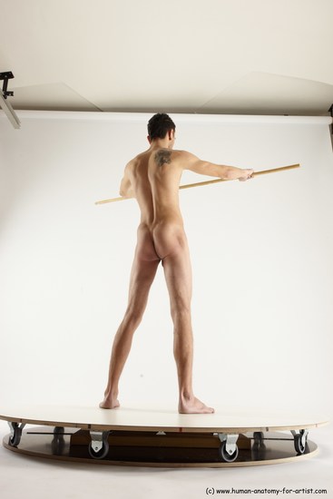 Nude Fighting with sword Man White Standing poses - ALL Athletic Short Brown Standing poses - simple Multi angles poses Realistic