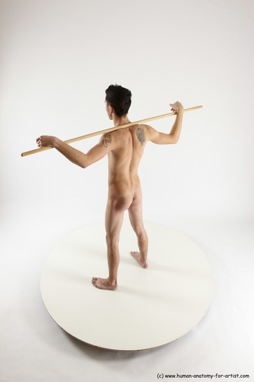 Nude Fighting with sword Man White Standing poses - ALL Athletic Short Brown Standing poses - simple Multi angles poses Realistic