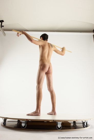 Nude Fighting with sword Man White Standing poses - ALL Athletic Short Brown Standing poses - simple Multi angles poses Realistic