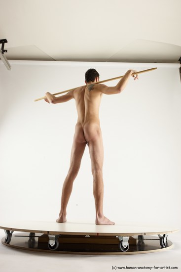 Nude Fighting with sword Man White Standing poses - ALL Athletic Short Brown Standing poses - simple Multi angles poses Realistic