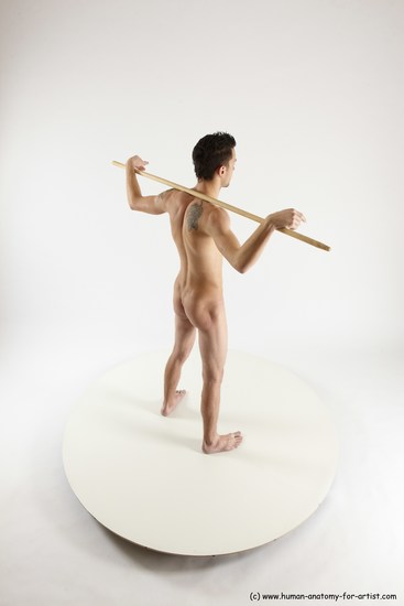 Nude Fighting with sword Man White Standing poses - ALL Athletic Short Brown Standing poses - simple Multi angles poses Realistic