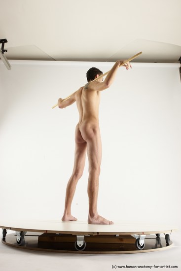 Nude Fighting with sword Man White Standing poses - ALL Athletic Short Brown Standing poses - simple Multi angles poses Realistic