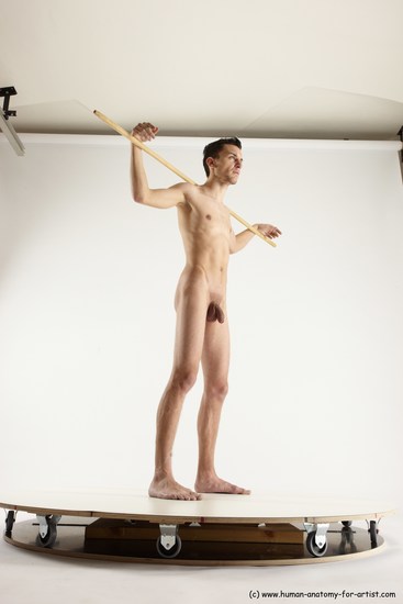 Nude Fighting with sword Man White Standing poses - ALL Athletic Short Brown Standing poses - simple Multi angles poses Realistic