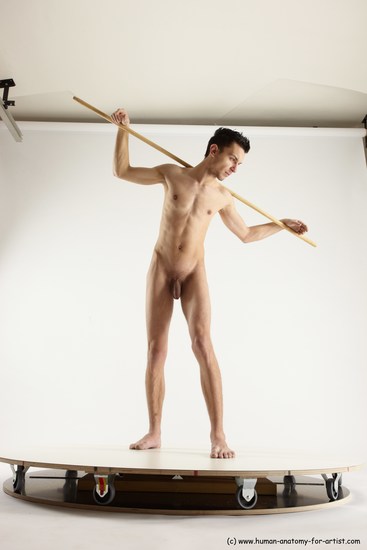 Nude Fighting with sword Man White Standing poses - ALL Athletic Short Brown Standing poses - simple Multi angles poses Realistic