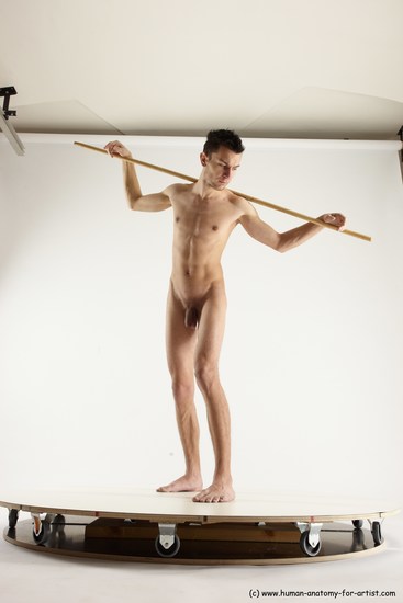 Nude Fighting with sword Man White Standing poses - ALL Athletic Short Brown Standing poses - simple Multi angles poses Realistic