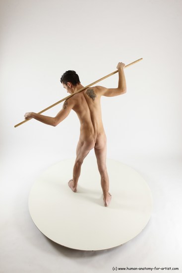 Nude Fighting with sword Man White Standing poses - ALL Athletic Short Brown Standing poses - simple Multi angles poses Realistic