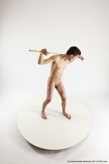 Nude Fighting with sword Man White Standing poses - ALL Athletic Short Brown Standing poses - simple Multi angles poses Realistic