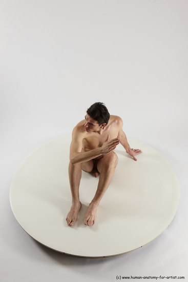 Nude Man White Sitting poses - simple Slim Short Brown Sitting poses - ALL Multi angles poses Realistic