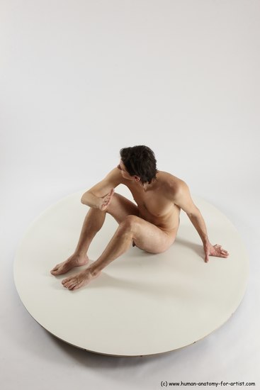 Nude Man White Sitting poses - simple Slim Short Brown Sitting poses - ALL Multi angles poses Realistic