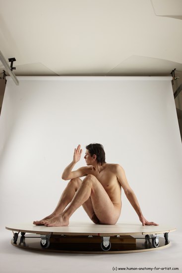 Nude Man White Sitting poses - simple Slim Short Brown Sitting poses - ALL Multi angles poses Realistic