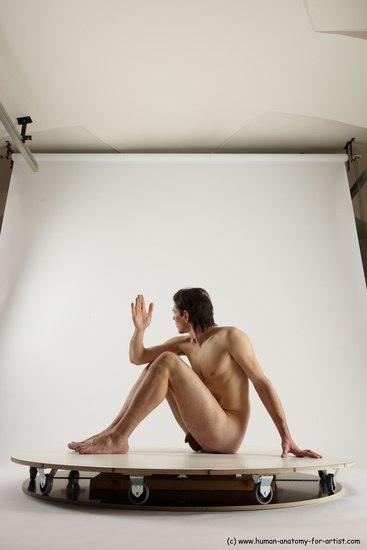 Nude Man White Sitting poses - simple Slim Short Brown Sitting poses - ALL Multi angles poses Realistic