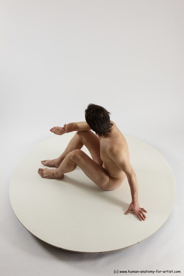 Nude Man White Sitting poses - simple Slim Short Brown Sitting poses - ALL Multi angles poses Realistic