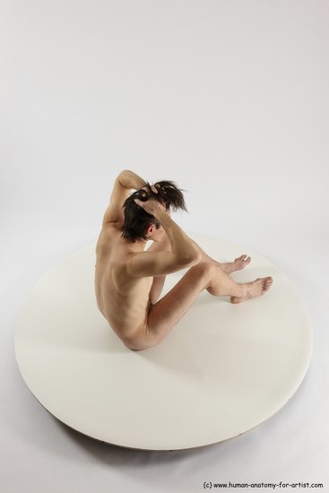 Nude Man White Sitting poses - simple Slim Short Brown Sitting poses - ALL Multi angles poses Realistic