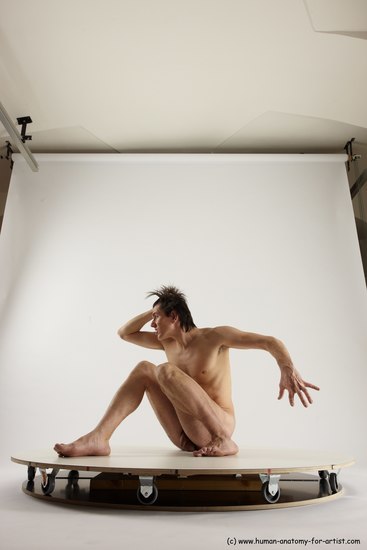 Nude Man White Sitting poses - simple Slim Short Brown Sitting poses - ALL Multi angles poses Realistic