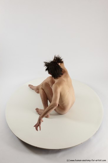 Nude Man White Sitting poses - simple Slim Short Brown Sitting poses - ALL Multi angles poses Realistic