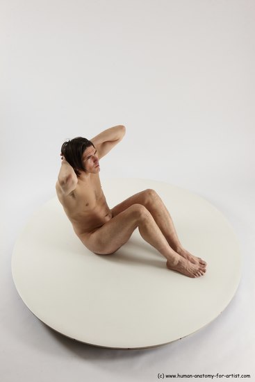 Nude Man White Sitting poses - simple Slim Short Brown Sitting poses - ALL Multi angles poses Realistic