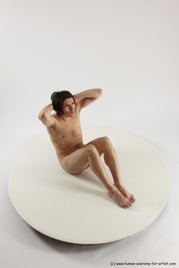 Nude Man White Sitting poses - simple Slim Short Brown Sitting poses - ALL Multi angles poses Realistic