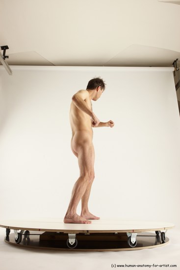 Nude Man White Standing poses - ALL Slim Short Brown Standing poses - simple Multi angles poses Realistic