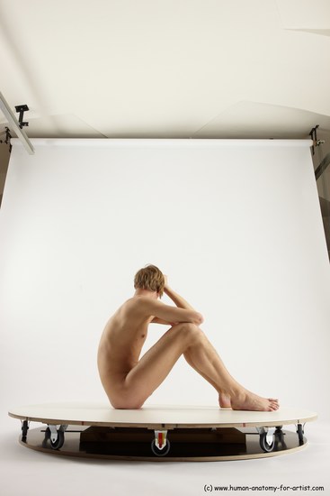 Nude Man White Sitting poses - simple Underweight Medium Brown Sitting poses - ALL Multi angles poses Realistic