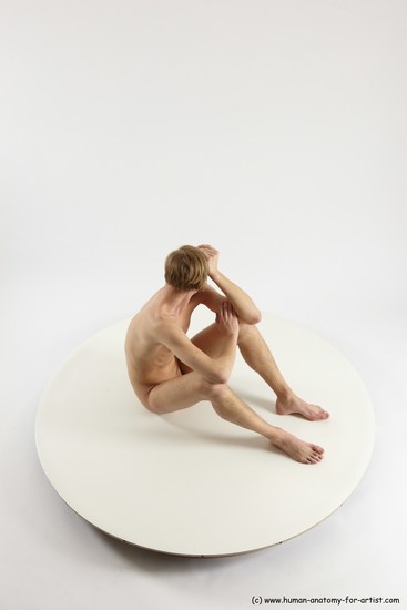 Nude Man White Sitting poses - simple Underweight Medium Brown Sitting poses - ALL Multi angles poses Realistic