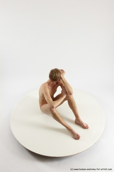 Nude Man White Sitting poses - simple Underweight Medium Brown Sitting poses - ALL Multi angles poses Realistic