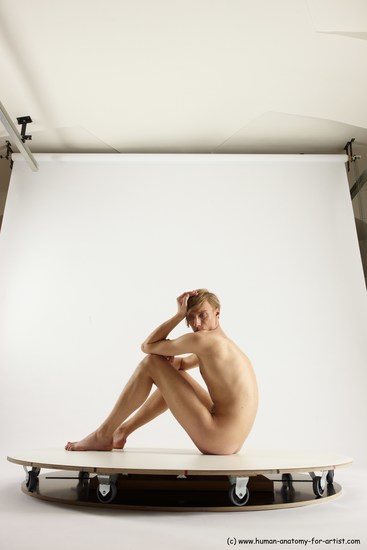 Nude Man White Sitting poses - simple Underweight Medium Brown Sitting poses - ALL Multi angles poses Realistic