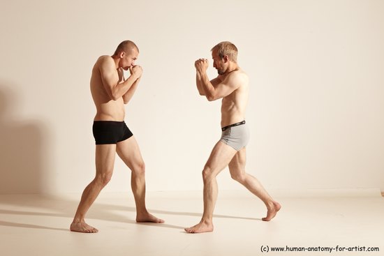 Underwear Martial art Man - Man White Moving poses Athletic Short Brown Dynamic poses Academic