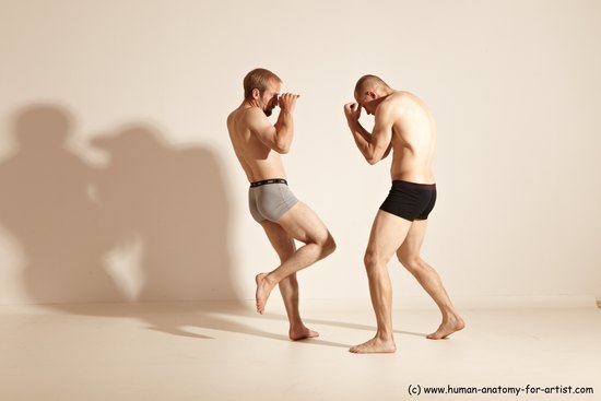 Underwear Martial art Man - Man White Moving poses Athletic Short Brown Dynamic poses Academic