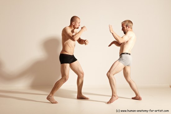 Underwear Martial art Man - Man White Moving poses Athletic Short Brown Dynamic poses Academic