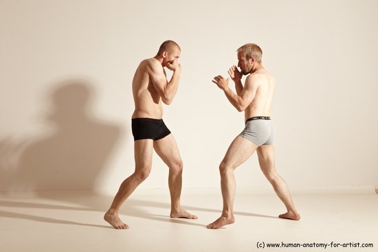 Underwear Martial art Man - Man White Moving poses Athletic Short Brown Dynamic poses Academic