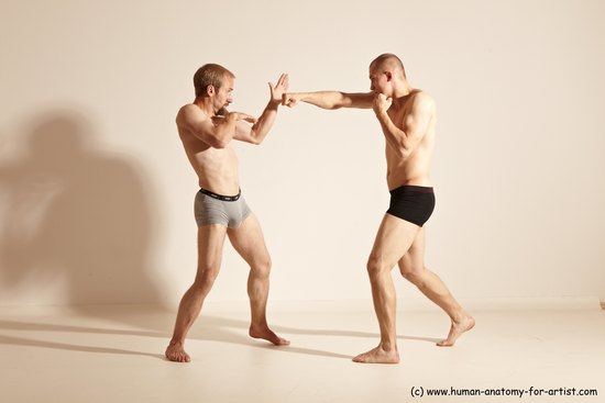 Underwear Martial art Man - Man White Moving poses Athletic Short Brown Dynamic poses Academic