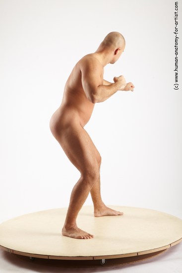 Nude Man White Standing poses - ALL Slim Bald Standing poses - simple Realistic