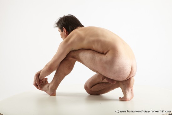 Nude Man White Kneeling poses - ALL Slim Short Brown Kneeling poses - on one knee Realistic