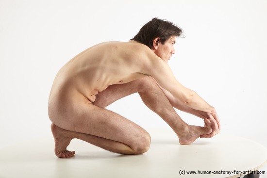 Nude Man White Kneeling poses - ALL Slim Short Brown Kneeling poses - on one knee Realistic