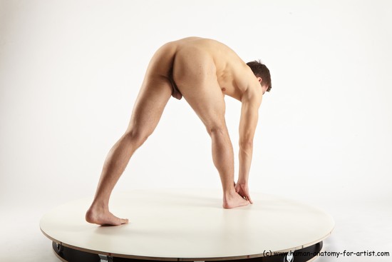 Nude Man White Standing poses - ALL Slim Short Standing poses - bend over Black Realistic