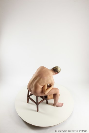 Nude Woman - Man White Sitting poses - simple Slim Long Blond Sitting poses - ALL Multi angles poses Realistic