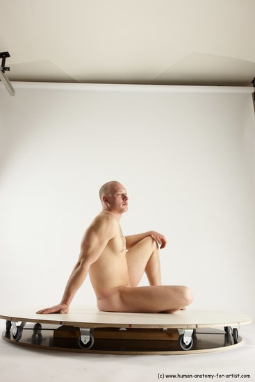 Nude Man White Sitting poses - simple Slim Bald Sitting poses - ALL Multi angles poses Realistic