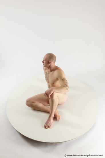 Nude Man White Sitting poses - simple Slim Bald Sitting poses - ALL Multi angles poses Realistic