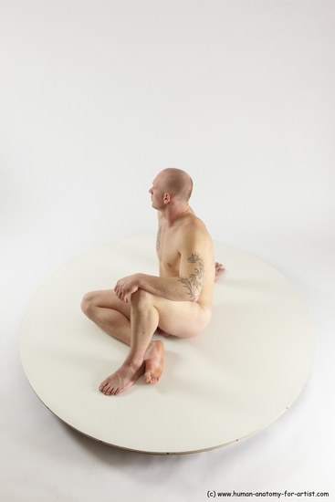 Nude Man White Sitting poses - simple Slim Bald Sitting poses - ALL Multi angles poses Realistic