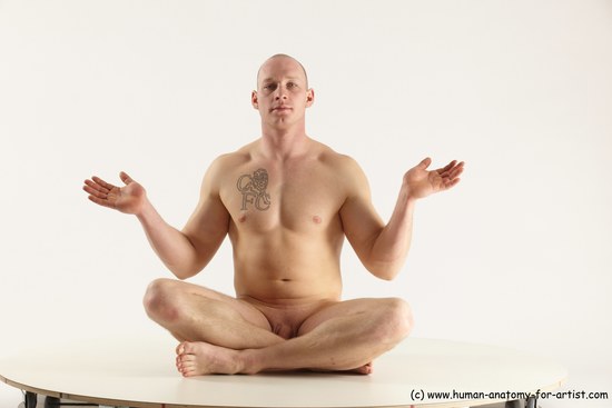 Nude Man White Sitting poses - simple Slim Bald Sitting poses - ALL Multi angles poses Realistic