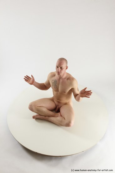 Nude Man White Sitting poses - simple Slim Bald Sitting poses - ALL Multi angles poses Realistic