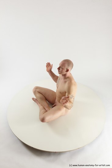 Nude Man White Sitting poses - simple Slim Bald Sitting poses - ALL Multi angles poses Realistic