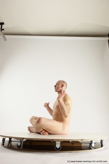 Nude Man White Sitting poses - simple Slim Bald Sitting poses - ALL Multi angles poses Realistic