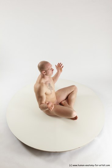 Nude Man White Sitting poses - simple Slim Bald Sitting poses - ALL Multi angles poses Realistic