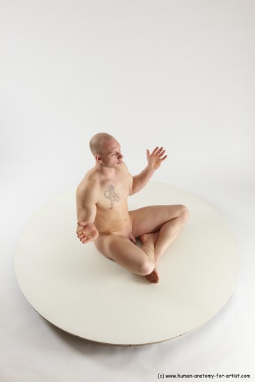 Nude Man White Sitting poses - simple Slim Bald Sitting poses - ALL Multi angles poses Realistic