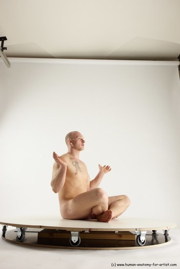 Nude Man White Sitting poses - simple Slim Bald Sitting poses - ALL Multi angles poses Realistic